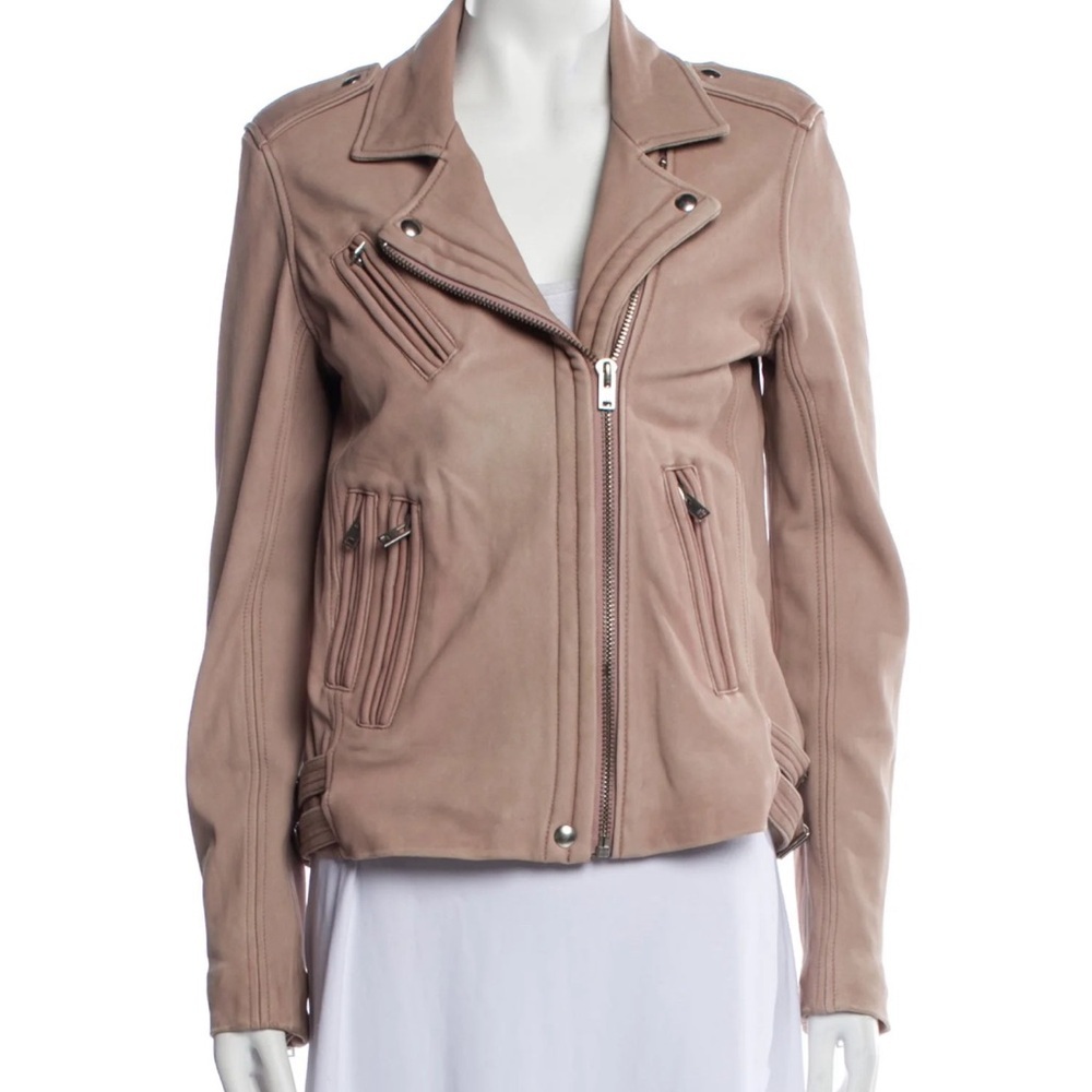 IRO DUSTY PINK MOTORCYCLE LEATHER JACKET-SIZE 40-UNWORN- RETAIL $1250.